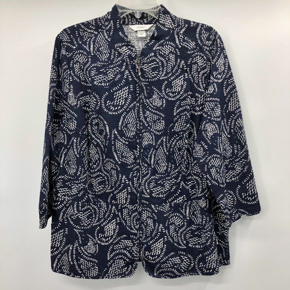 CJ Banks Jackets & Blazers - CJ Banks Jacket Womens X 14W Used Navy No Collar Zip Front Lightweight